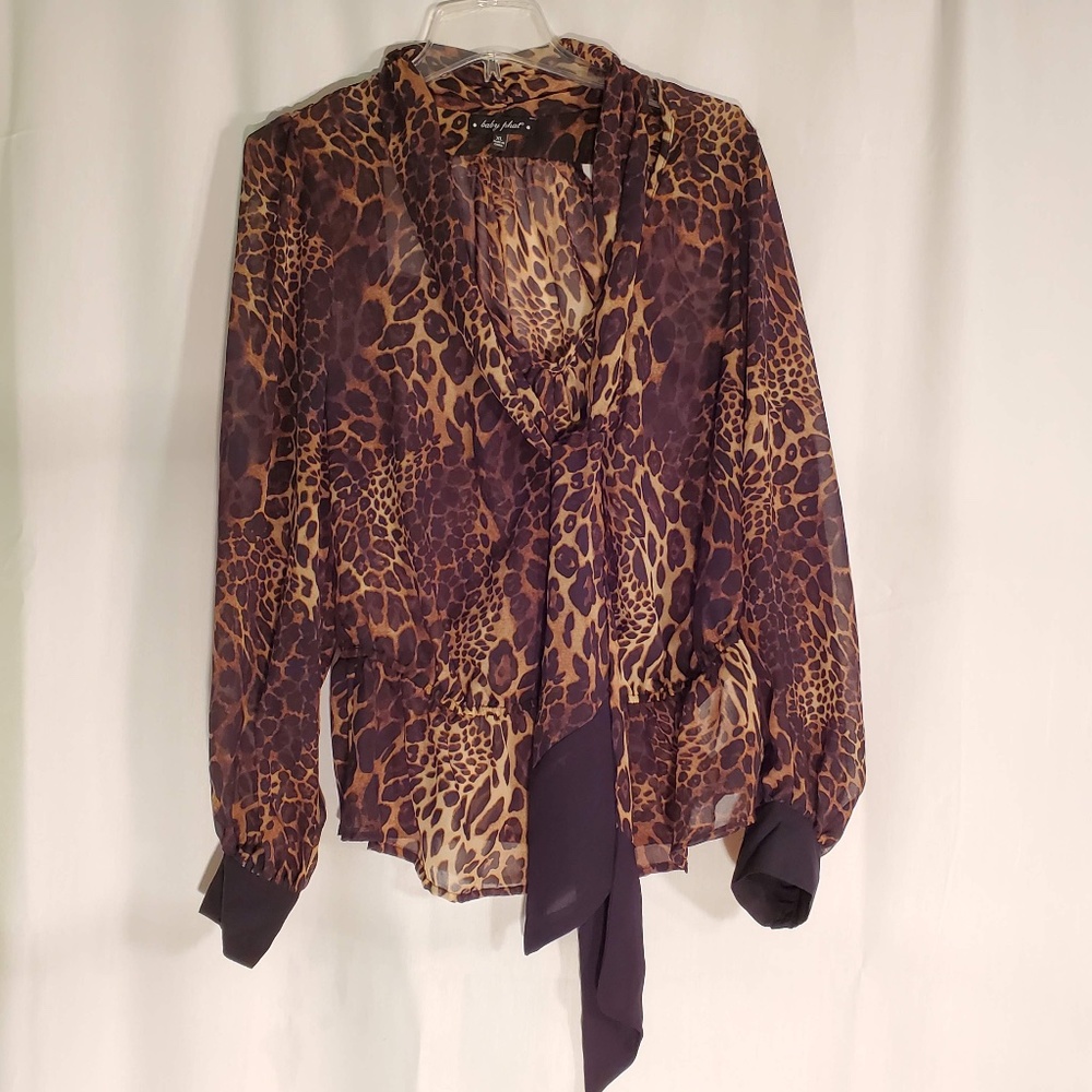 ✨Baby Phat elegant sheer cheetah 🐆 print blouse